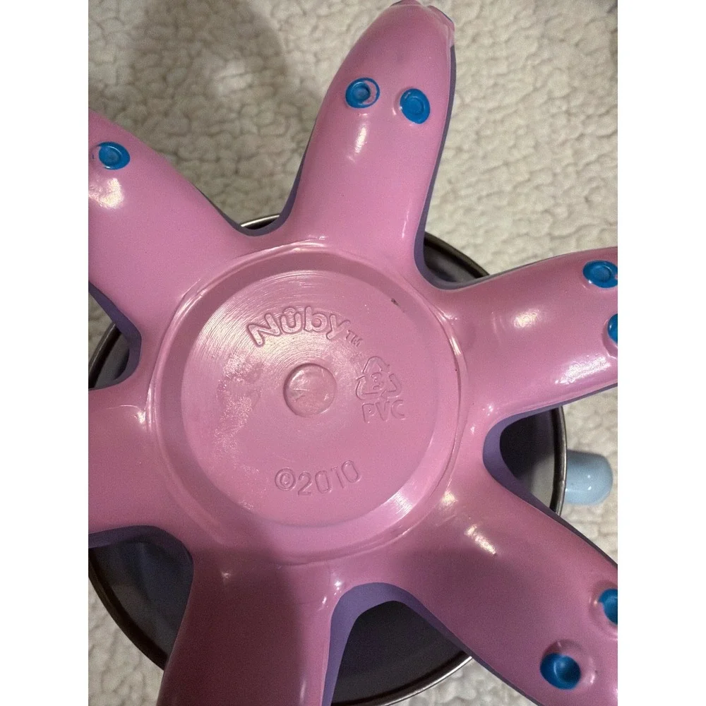 Nuby Purple Octopus Floating Bath Toy Green Dots 2010 PVC Sea Life Water Toy